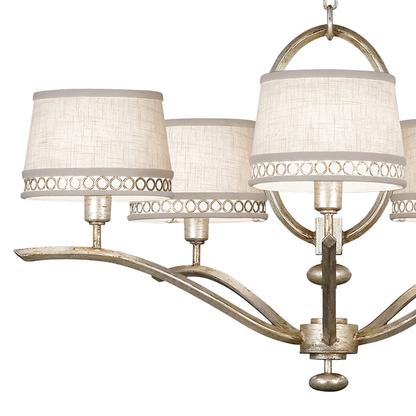29-Inch Leaf-Finish Fabric Shade Chandelier