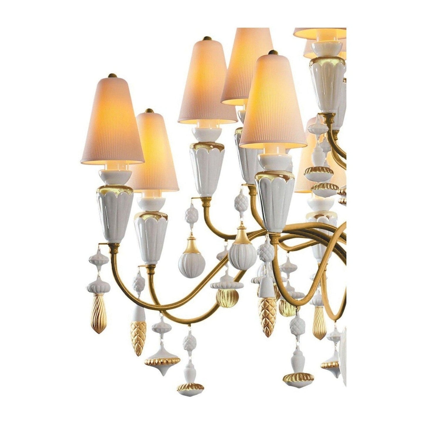 20-Light Porcelain Botanical Chandelier / Red Coral I