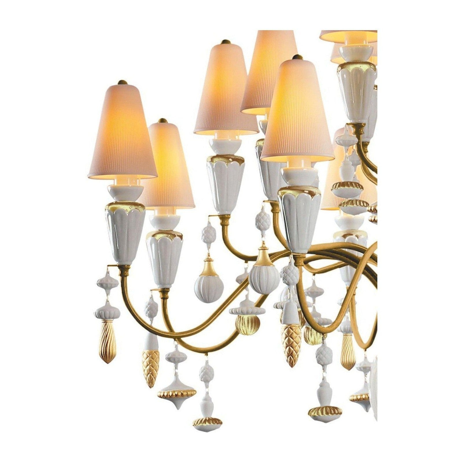 20-Light Porcelain Botanical Chandelier / Red Coral I