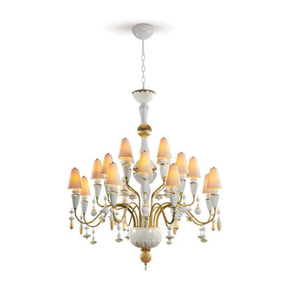 20-Light Porcelain Botanical Chandelier / White