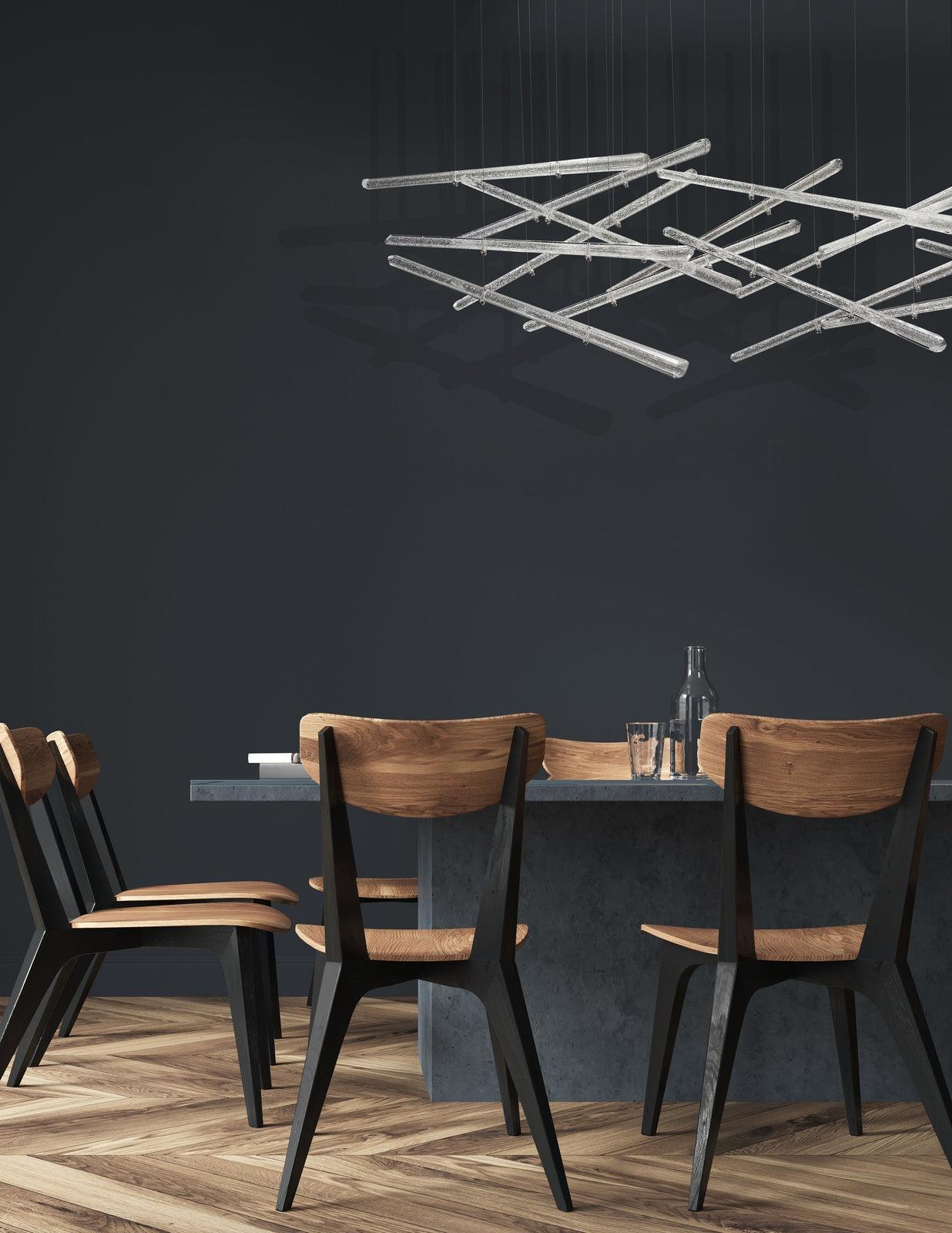 20-Spire Rectangular Glass Pendant Light