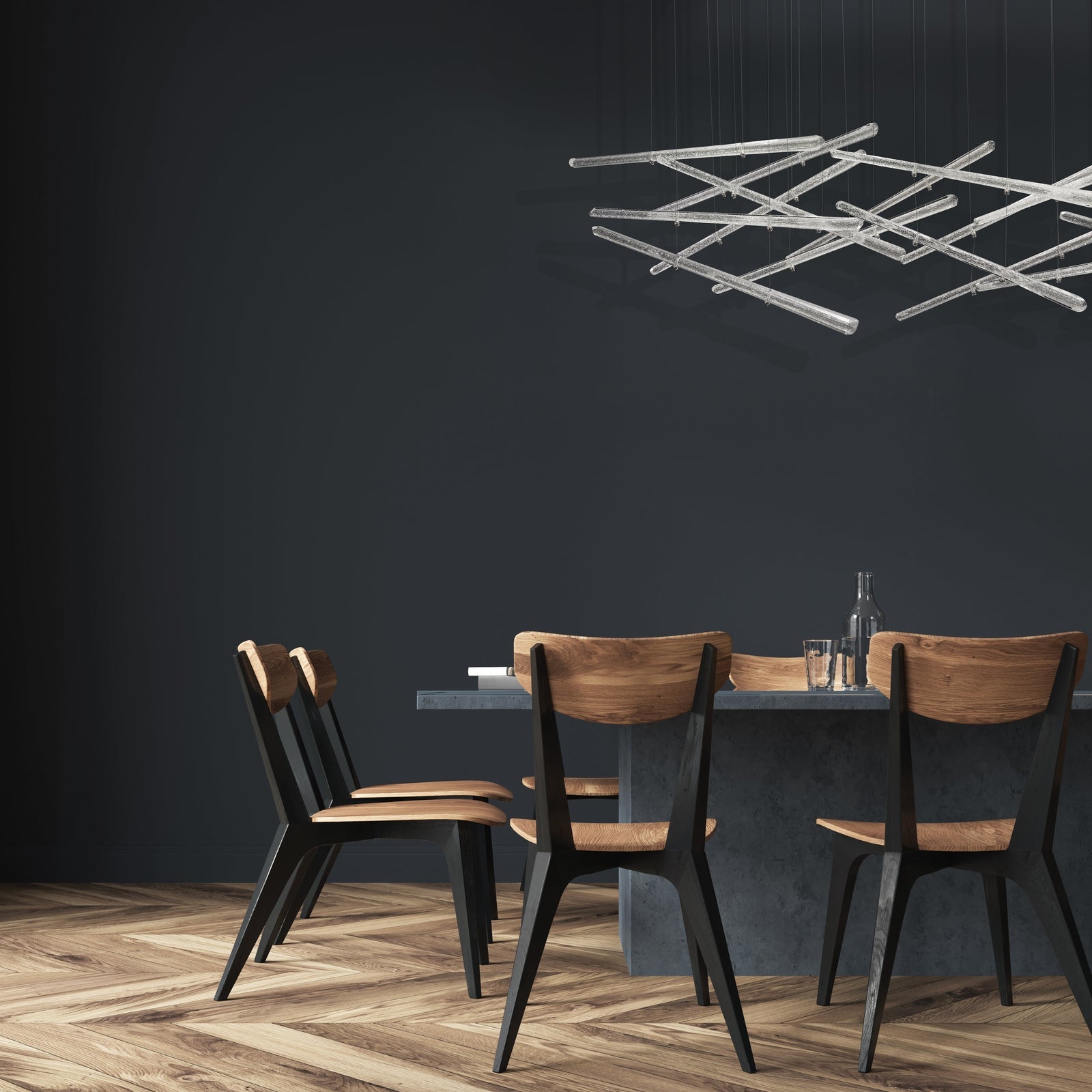 20-Spire Rectangular Glass Pendant Light