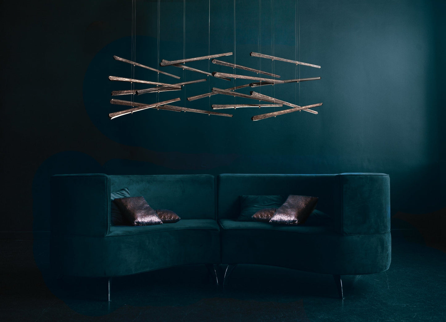 20-Spire Rectangular Glass Pendant Light