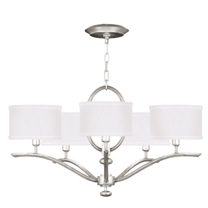 29-Inch Leaf-Finish Fabric Shade Chandelier / Black/Silver