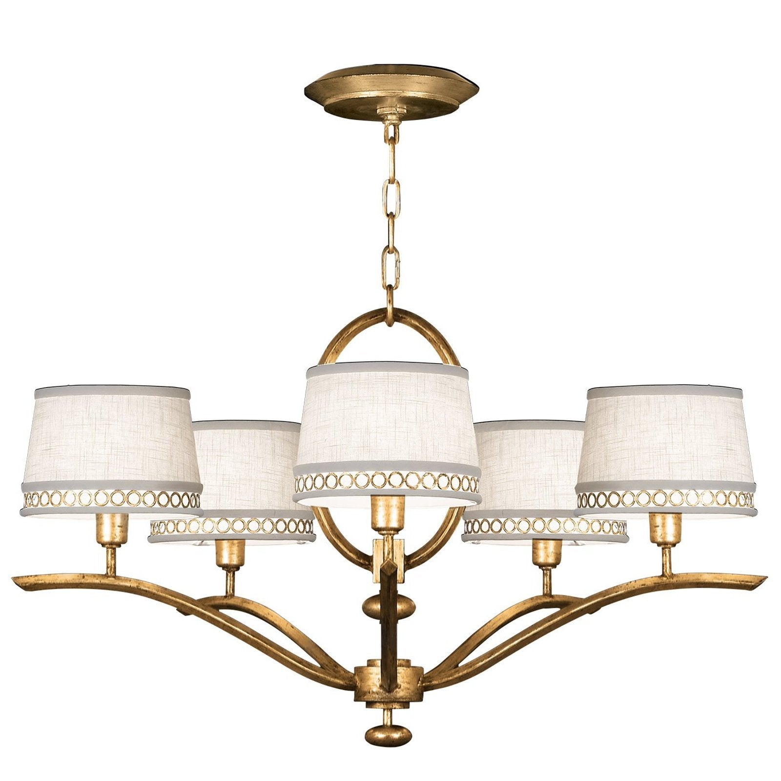 29-Inch Leaf-Finish Fabric Shade Chandelier