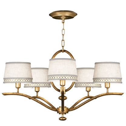29-Inch Leaf-Finish Fabric Shade Chandelier