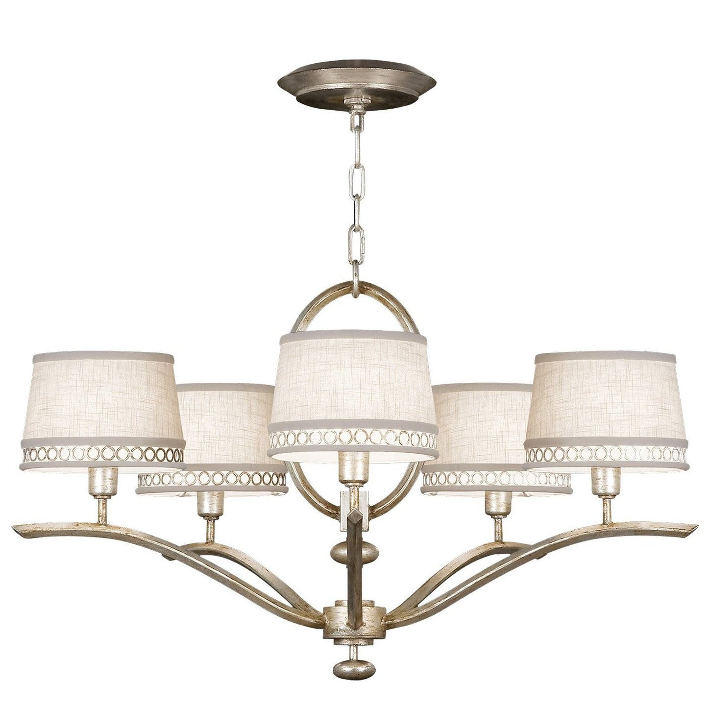 29-Inch Leaf-Finish Fabric Shade Chandelier