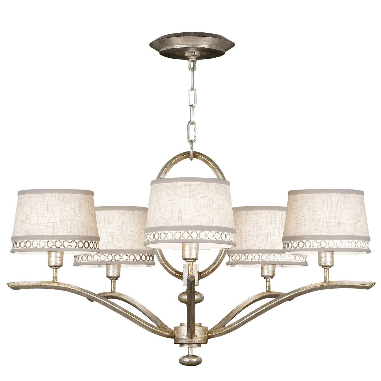 29-Inch Leaf-Finish Fabric Shade Chandelier