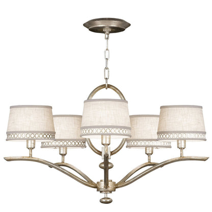 29-Inch Leaf-Finish Fabric Shade Chandelier
