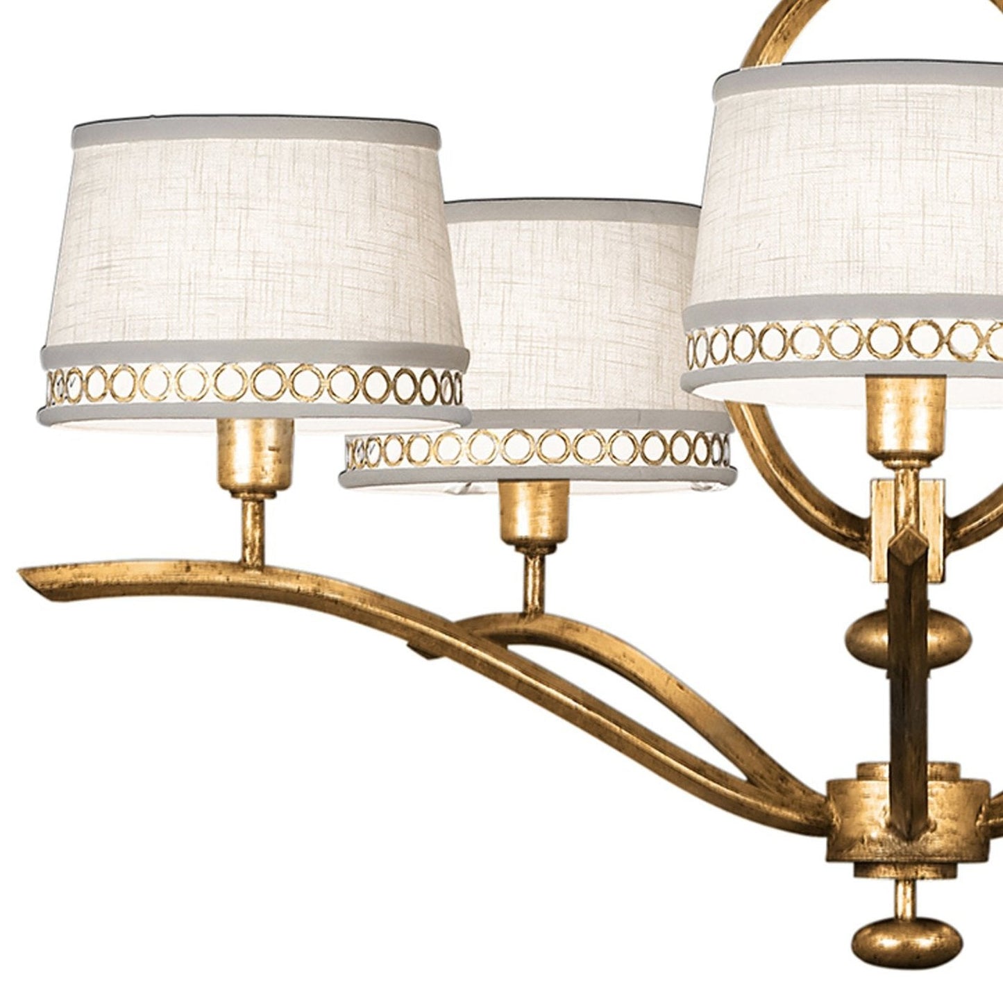 29-Inch Leaf-Finish Fabric Shade Chandelier
