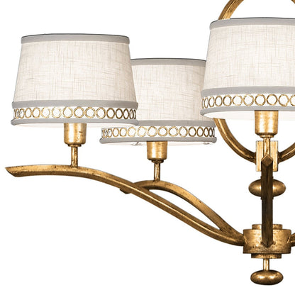 29-Inch Leaf-Finish Fabric Shade Chandelier