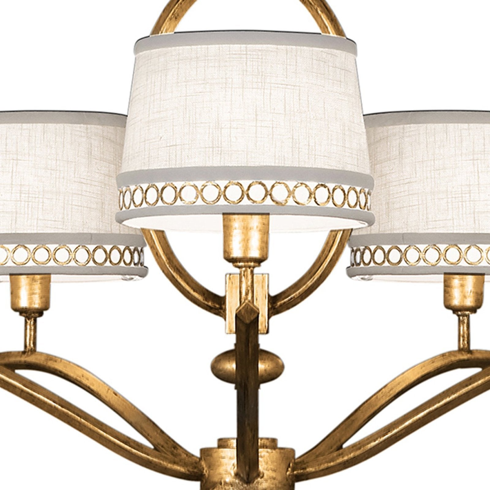 29-Inch Leaf-Finish Fabric Shade Chandelier