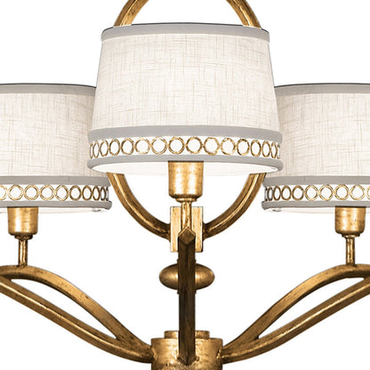 29-Inch Leaf-Finish Fabric Shade Chandelier