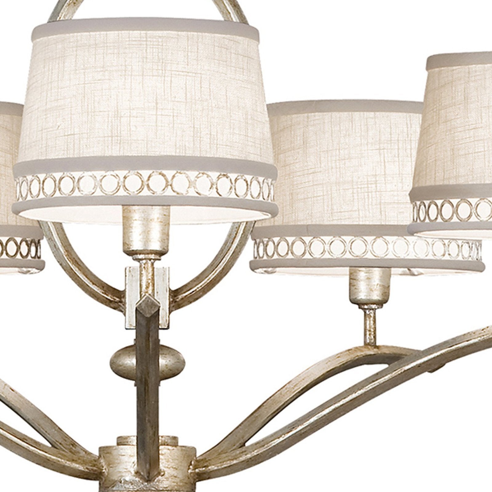 29-Inch Leaf-Finish Fabric Shade Chandelier