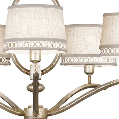 29-Inch Leaf-Finish Fabric Shade Chandelier