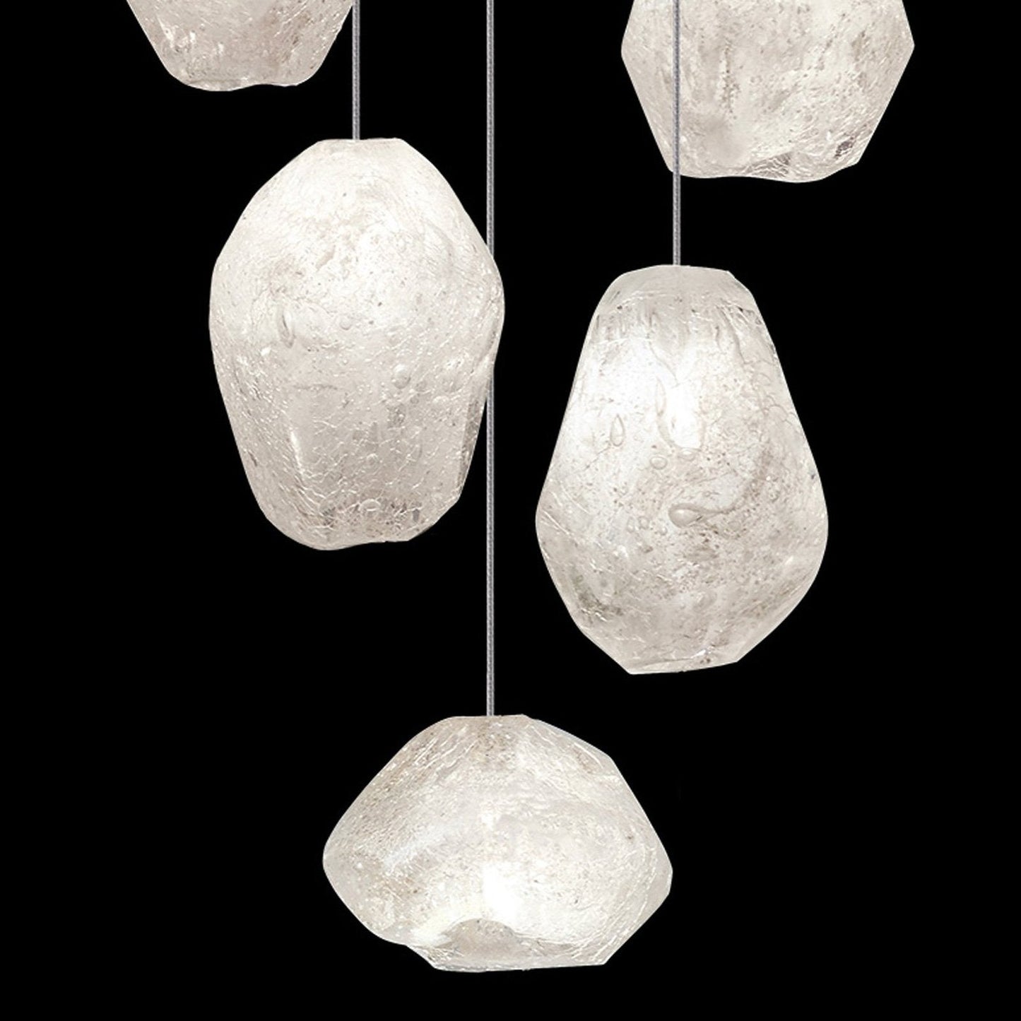Clear Quartz Glass Drop Pendant Light / Silver