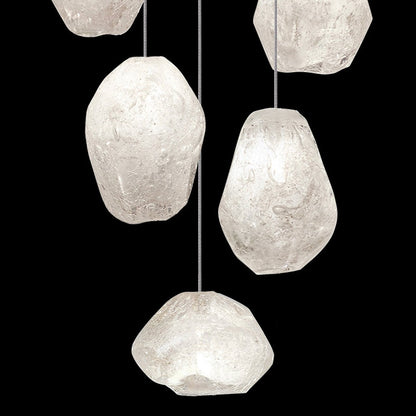 Clear Quartz Glass Drop Pendant Light / Silver