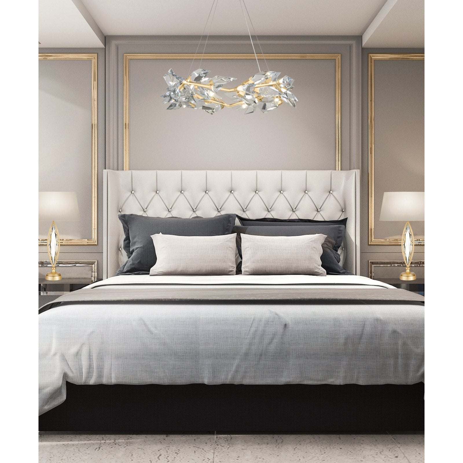 Crystal Leaf Branch Round Pendant Light / Silver