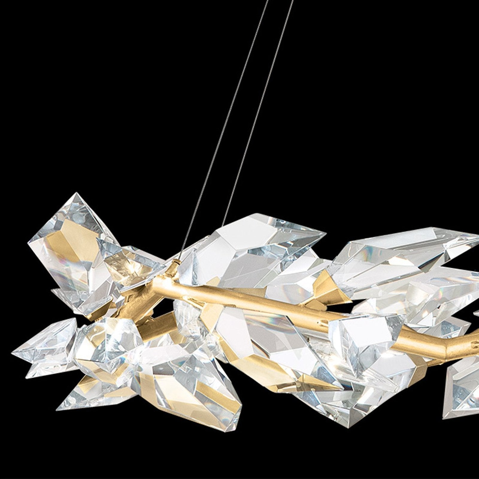 Crystal Leaf Branch Round Pendant Light