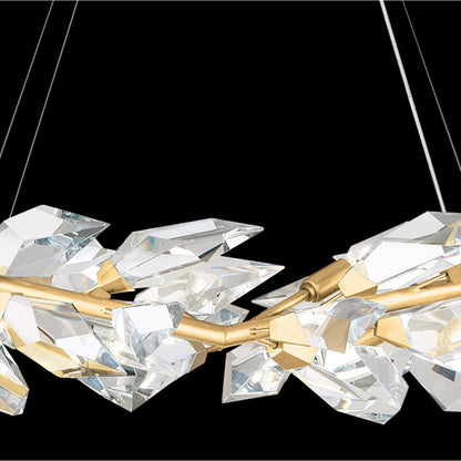 Crystal Leaf Branch Round Pendant Light