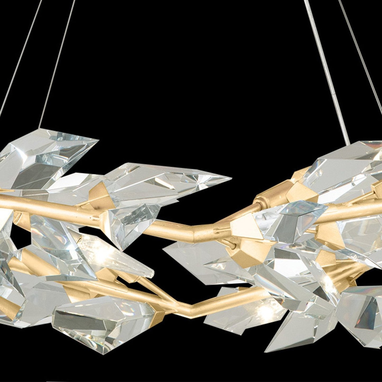Crystal Leaf Branch Round Pendant Light