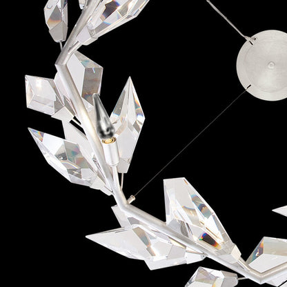 Crystal Leaf Branch Round Pendant Light
