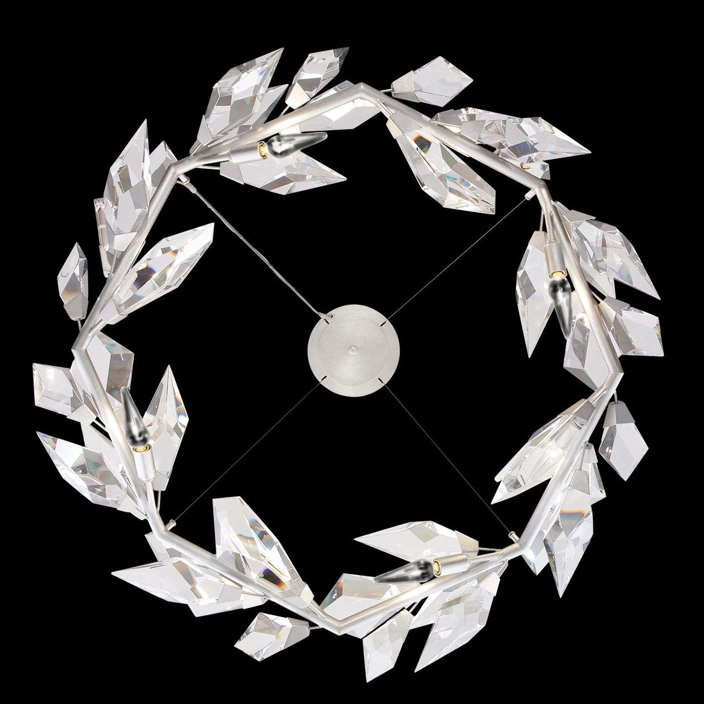 Crystal Leaf Branch Round Pendant Light