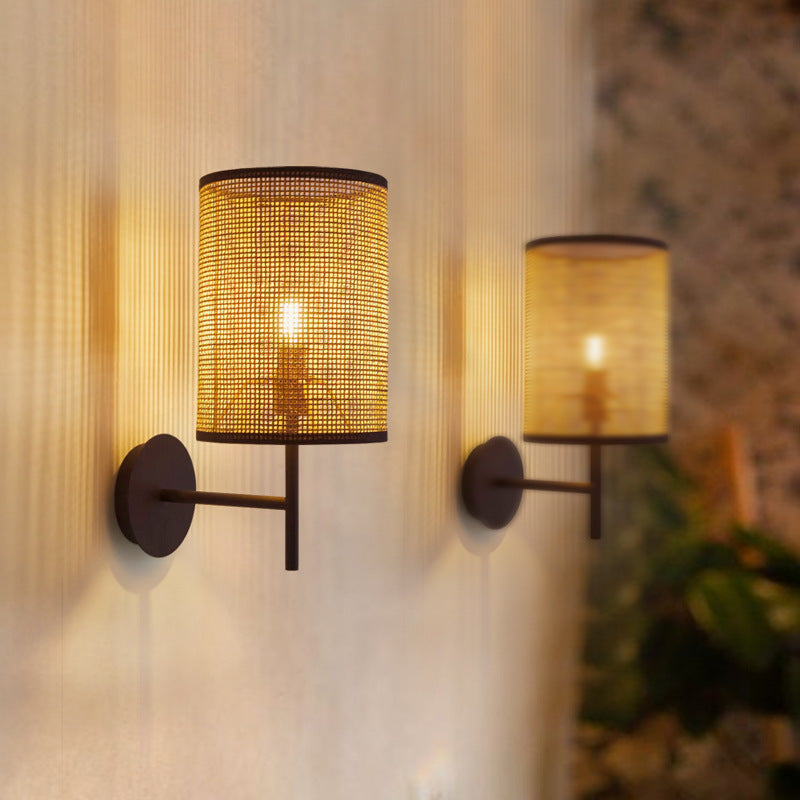 Japanese-Style Rattan Bedroom Wall Light / Picture Color