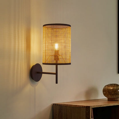 Japanese-Style Rattan Bedroom Wall Light