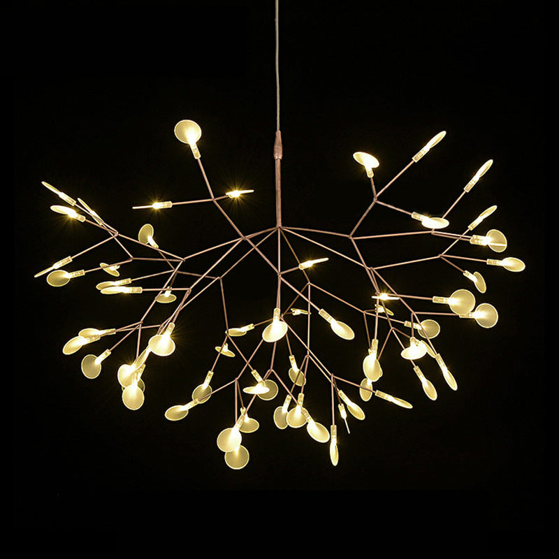 Nordic Leafy Branch Beaded Chandelier / Rose Gold / D 72cm 45 Beads