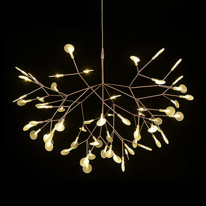 Nordic Leafy Branch Beaded Chandelier / Rose Gold / D 72cm 45 Beads
