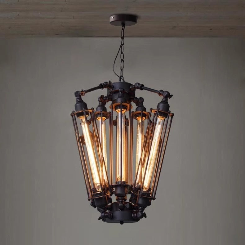 Retro Single-Light Iron Cage Pendant Light / 6W LED / Single Head