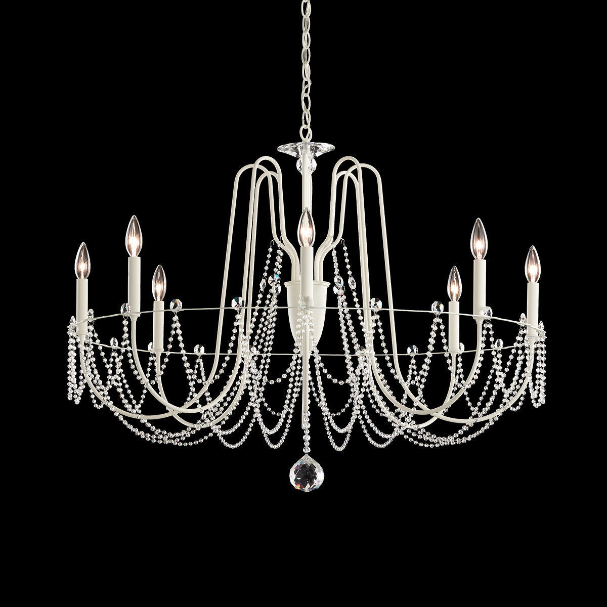 White Crystal Chain Chandelier / White
