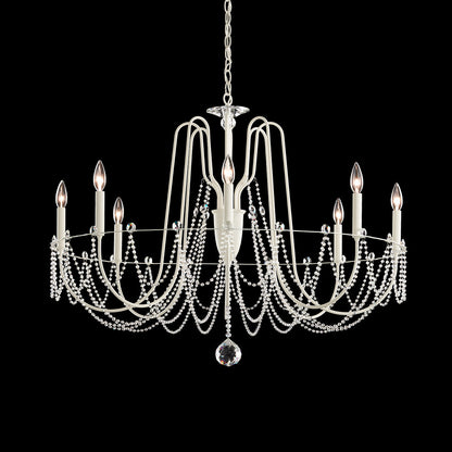 White Crystal Chain Chandelier / White