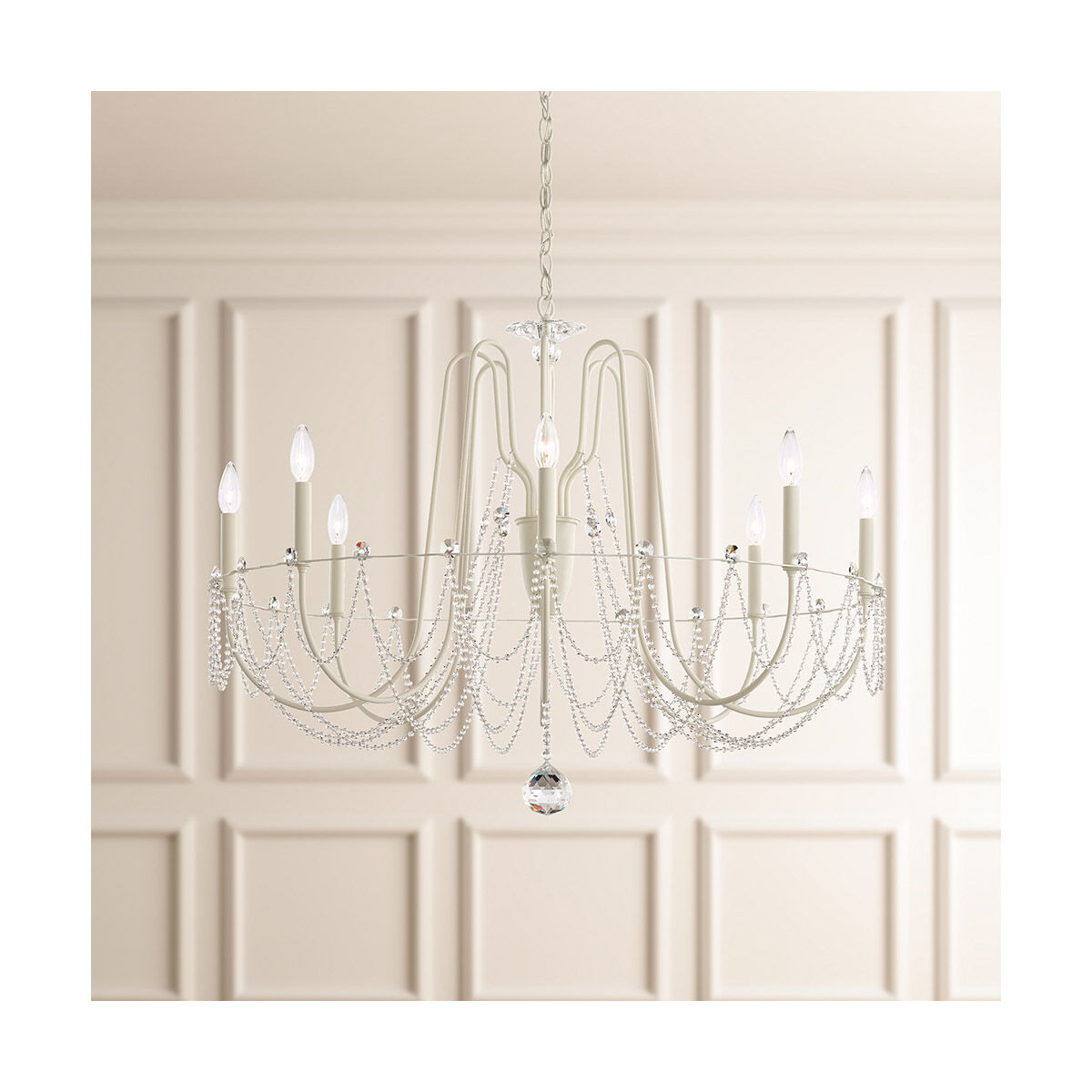 White Crystal Chain Chandelier / Aurelia