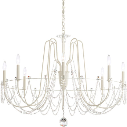 White Crystal Chain Chandelier / Heirloom Gold